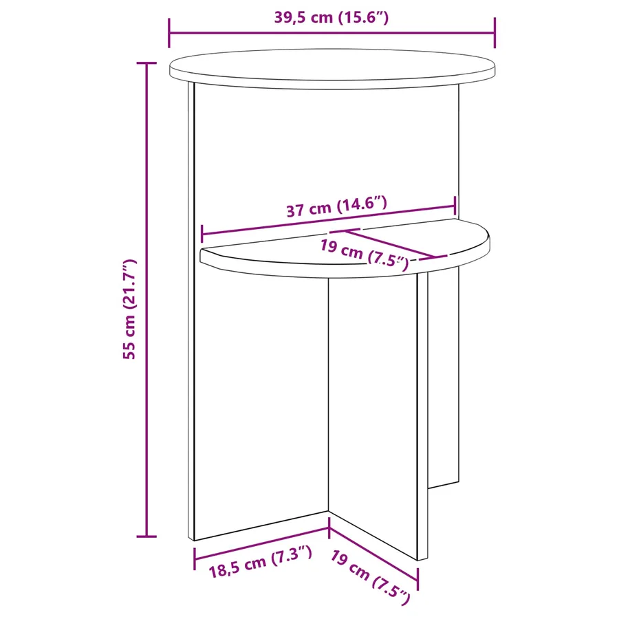 Table d'appoint Chêne noir Ø 39,5 x 55 cm Bois d'ingénierie - 9