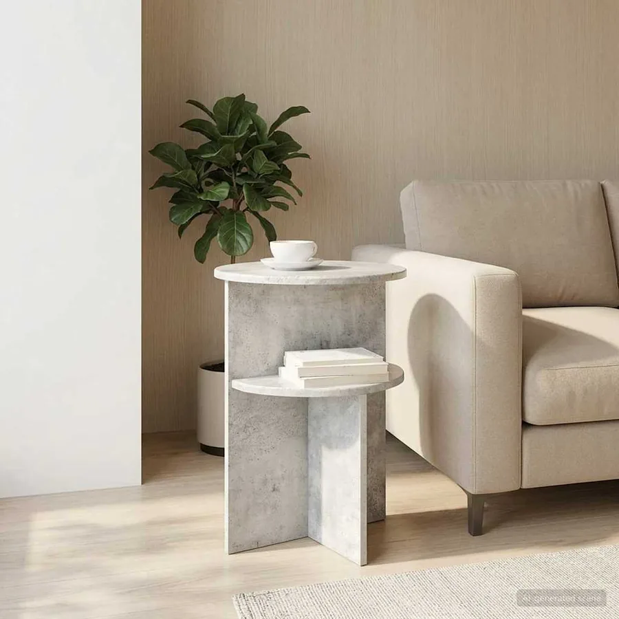 Table d'appoint Gris béton Ø 39,5 x 55 cm Bois d'ingénierie - 4