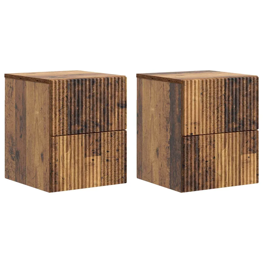 Cabinet de chevet mural 2 pcs Bois ancien 33 x 34,5 x 40 cm - 2