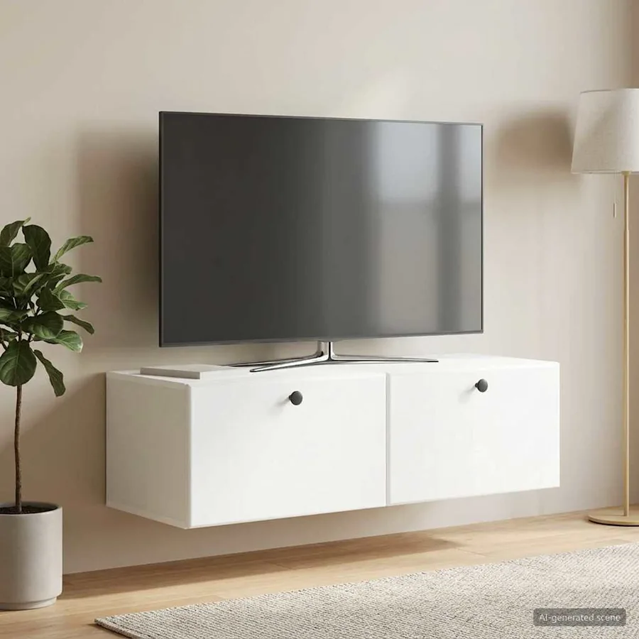 Meuble TV mural 98 x 41 x 30 cm Blanc Bois d'ingénierie