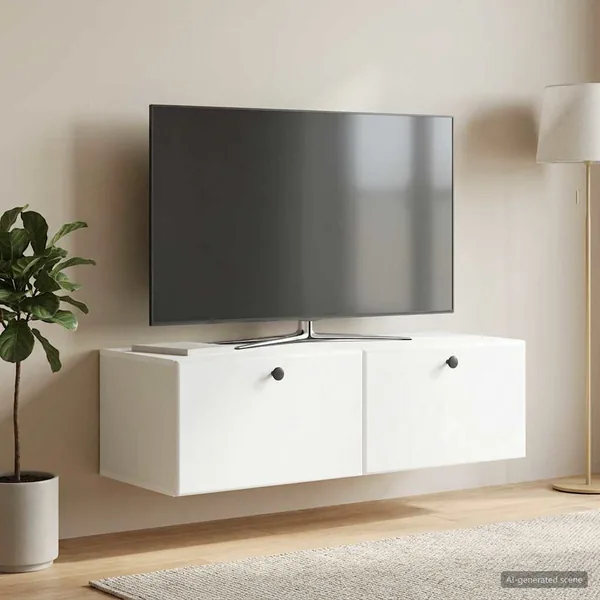 Meuble TV mural 98 x 41 x 30 cm Blanc Bois d'ingénierie
