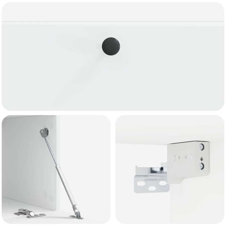 Meuble TV mural 98 x 41 x 30 cm Blanc Bois d'ingénierie - 9