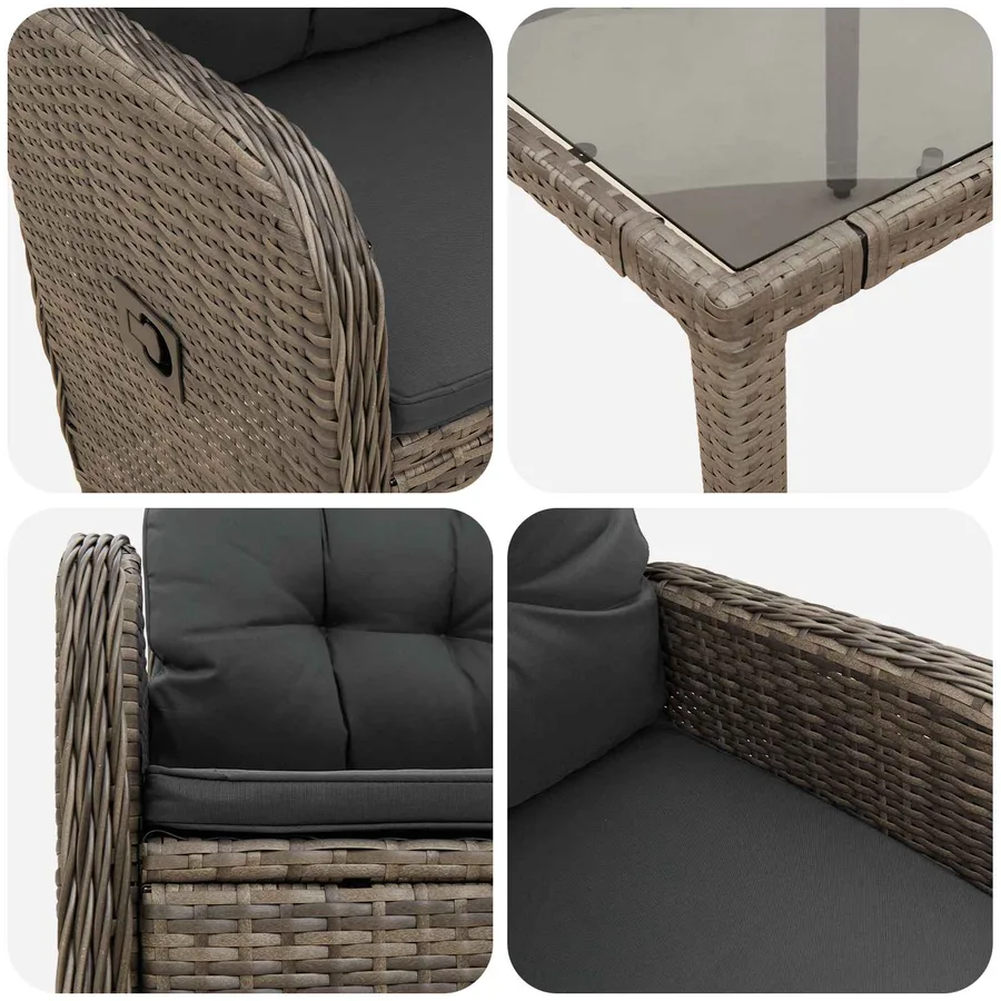 Ensemble de repas extérieur 9 pcs Gris clair et gris foncé - 7