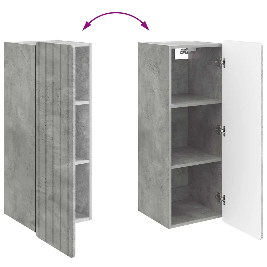 Armoire Murale Gris béton 33 x 34,5 x 94 cm Bois d'ingénierie - 8