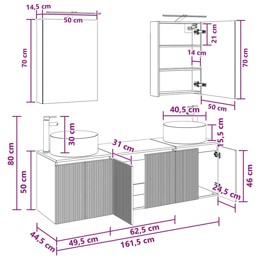 Ensemble d'armoire de salle de bain 5 pcs Sonoma gris - 14