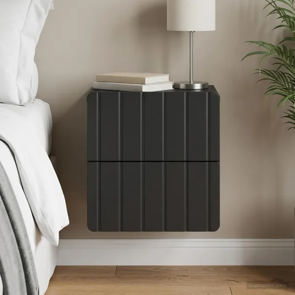 Cabinet de chevet mural avec tiroir Noir 33 x 34,5 x 43 cm