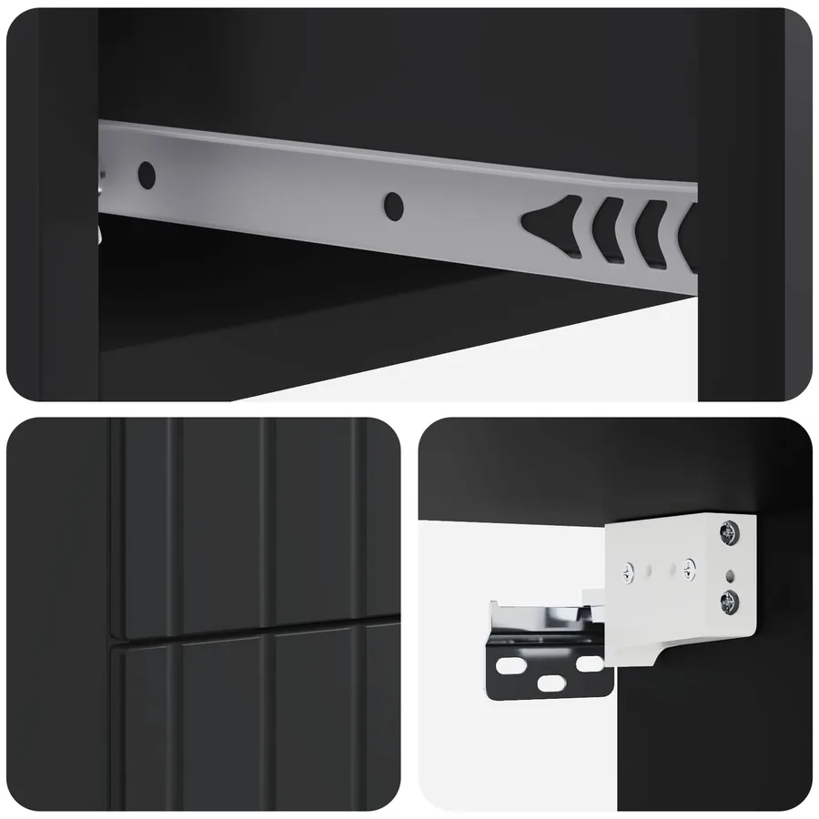 Cabinet de chevet mural avec tiroir Noir 33 x 34,5 x 43 cm - 8