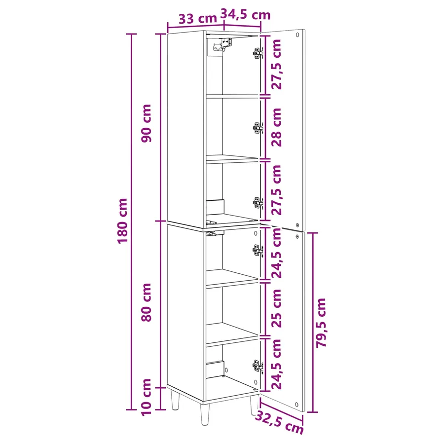 Ensemble de Meubles 2 pcs 33 x 34,5 x 90 cm Bois d'ingénierie - 9
