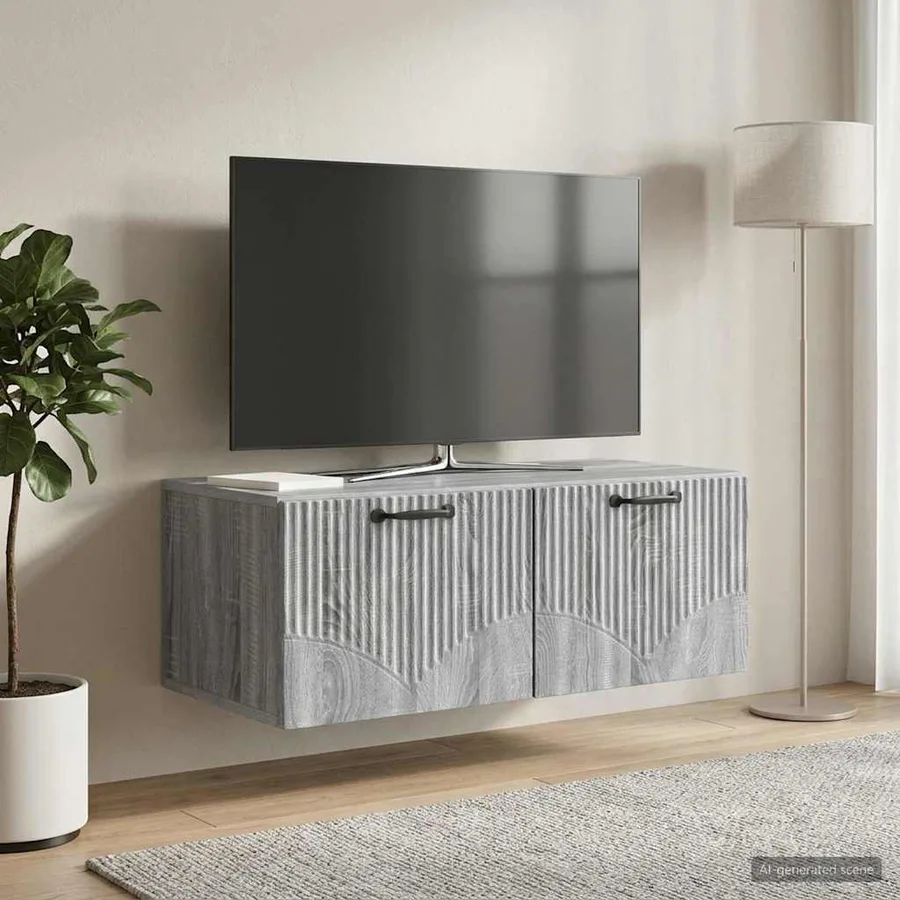Meuble TV mural Sonoma gris 78,5 x 41 x 30 cm Bois d'ingénierie - 4