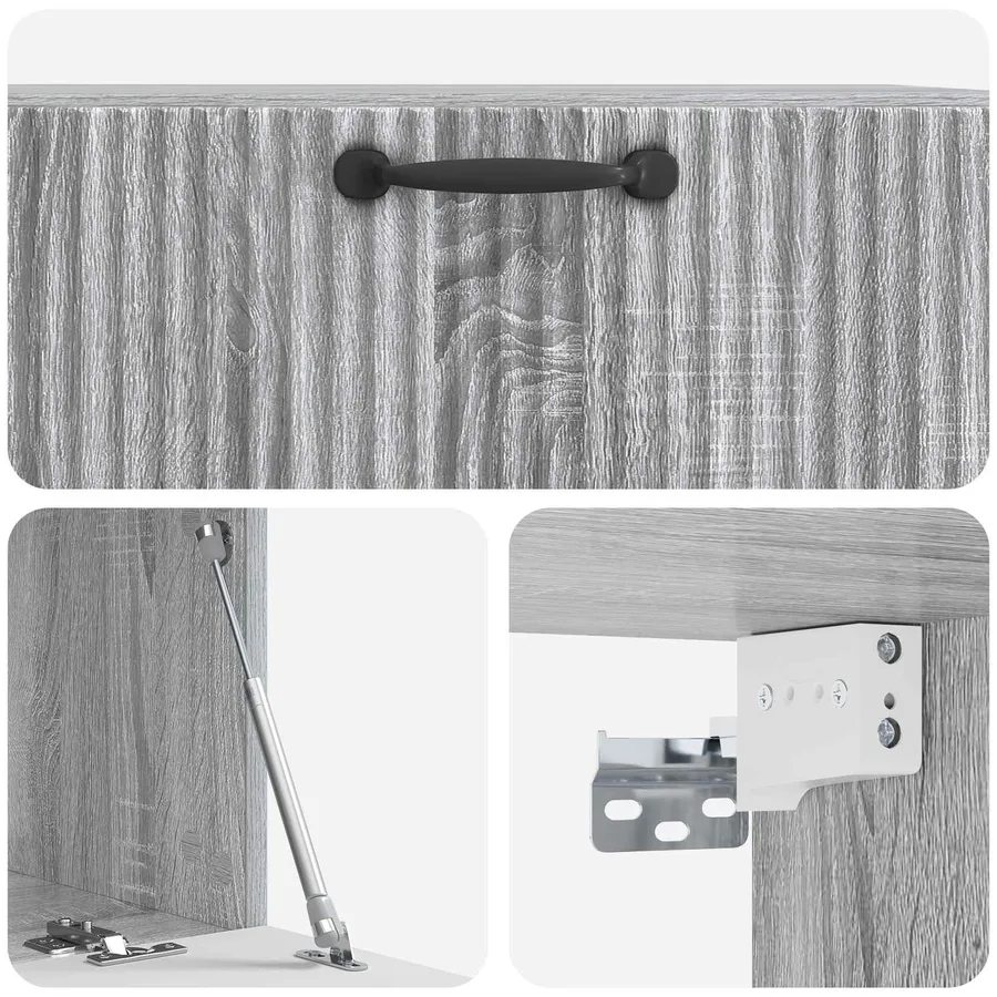 Meuble TV mural Sonoma gris 78,5 x 41 x 30 cm Bois d'ingénierie - 9