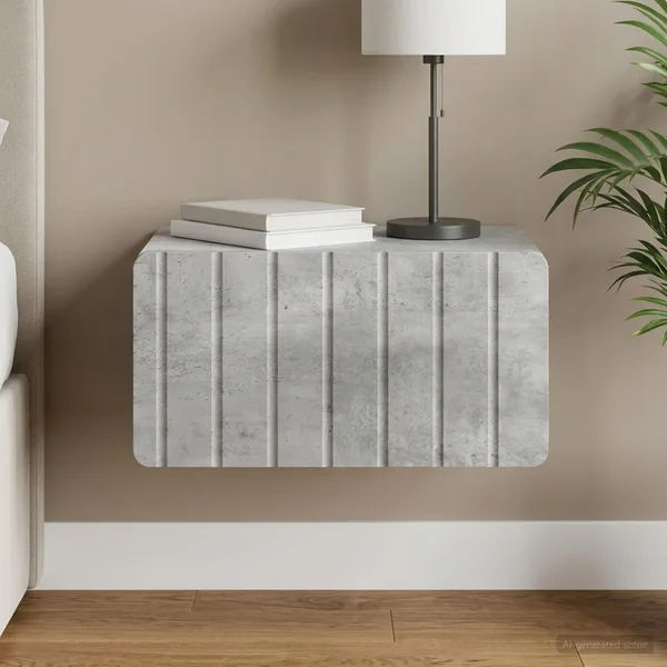Cabinet de chevet mural Gris béton 49 x 34,5 x 24 cm