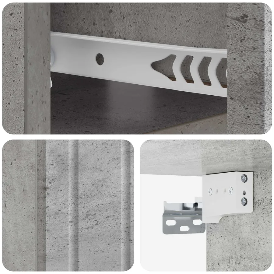 Cabinet de chevet mural Gris béton 49 x 34,5 x 24 cm - 8