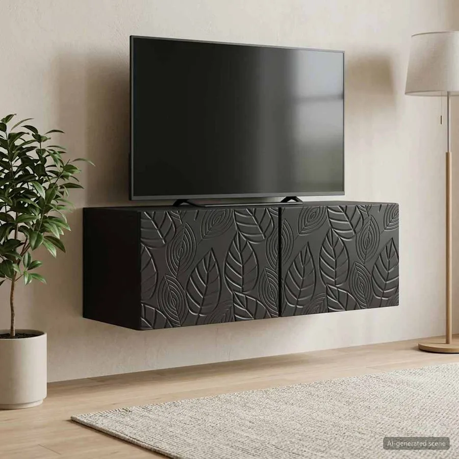 Meuble TV mural 78,5 x 41 x 30 cm Noir Bois d'ingénierie - 3
