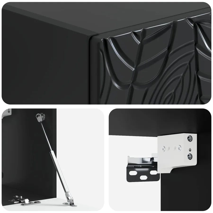 Meuble TV mural 78,5 x 41 x 30 cm Noir Bois d'ingénierie - 8
