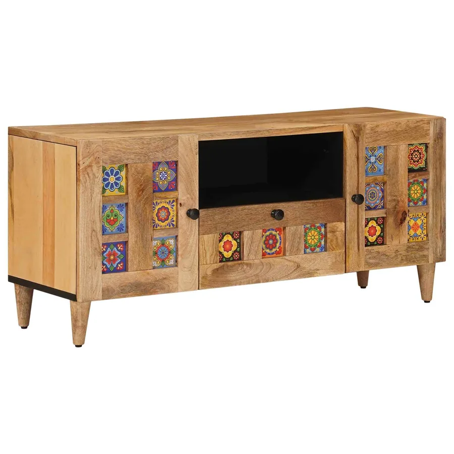 Meuble TV Naturel 105 x 33,5 x 46 cm Bois de mangue massif