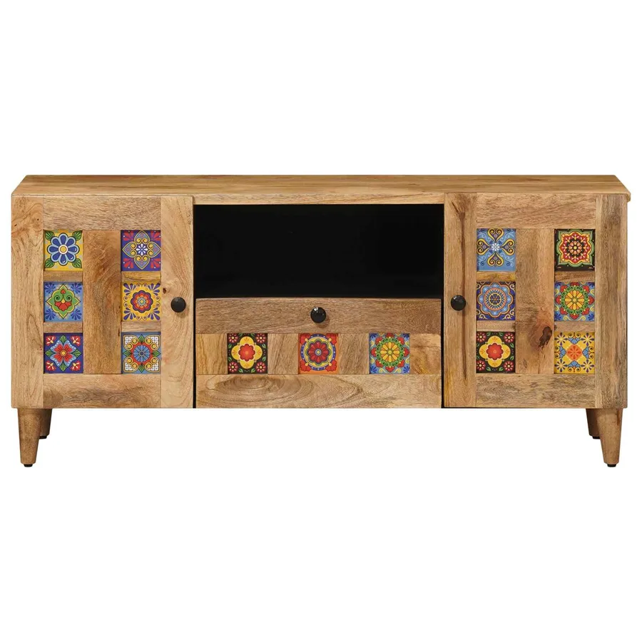 Meuble TV Naturel 105 x 33,5 x 46 cm Bois de mangue massif - 3