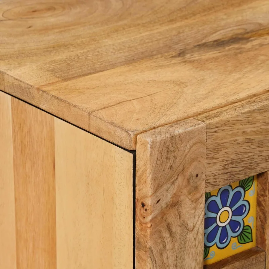 Meuble TV Naturel 105 x 33,5 x 46 cm Bois de mangue massif - 6