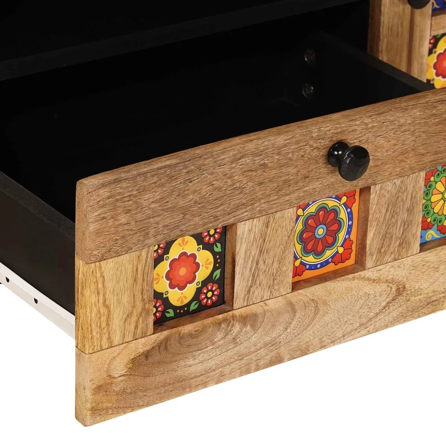 Meuble TV Naturel 105 x 33,5 x 46 cm Bois de mangue massif - 7