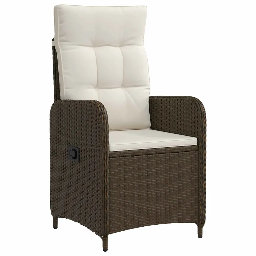 Ensemble de repas extérieur 9 pcs Marron et crème blanche - 4