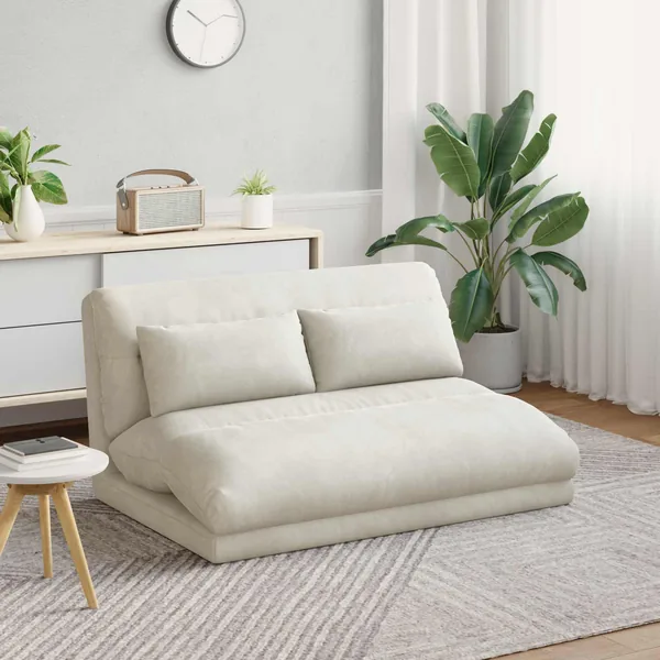 Fauteuil de sol ajustable Crème Velours