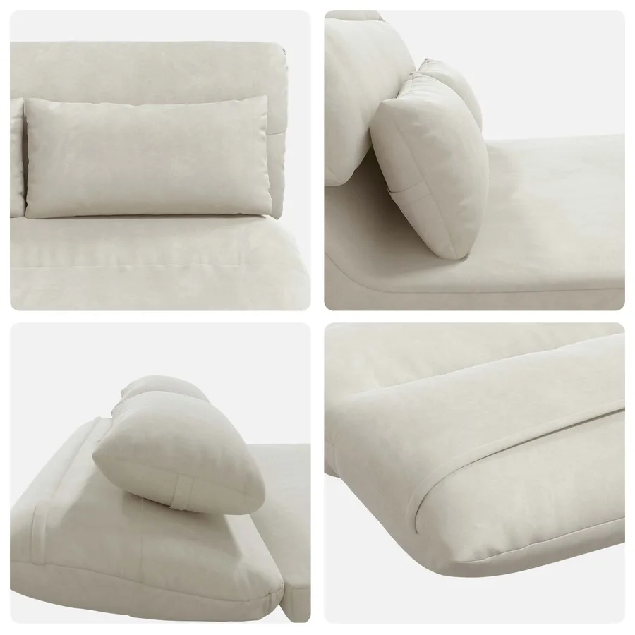Fauteuil de sol ajustable Crème Velours - 7