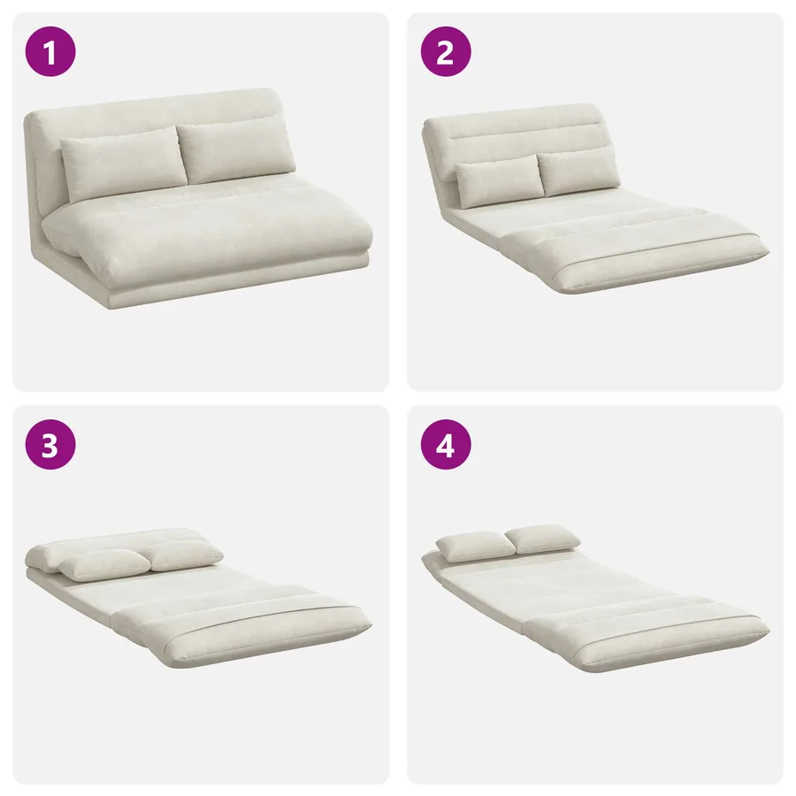 Fauteuil de sol ajustable Crème Velours - 9