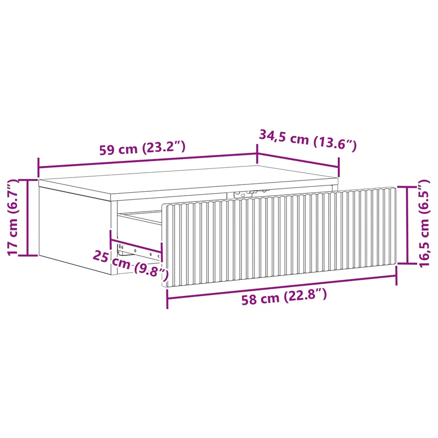Table d'appoint murale Blanc brillant 59 x 34,5 x 17 cm - 10