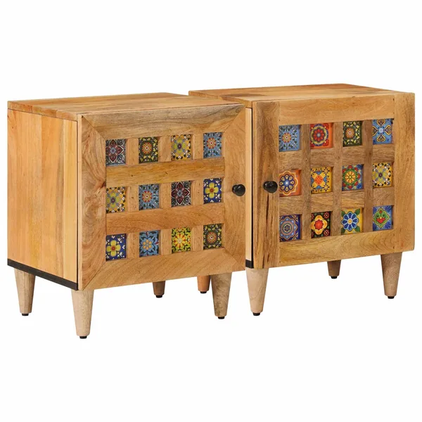 Cabinet de chevet 2 pcs Naturel 40 x 33 x 46 cm