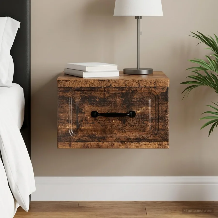 Cabinet de chevet mural Bois ancien 34,5 x 33 x 20 cm