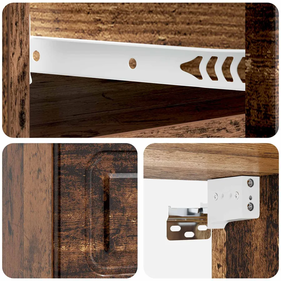 Cabinet de chevet mural Bois ancien 34,5 x 33 x 20 cm - 8