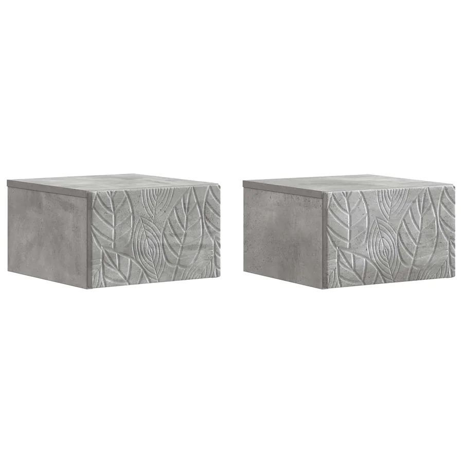Cabinet de chevet mural 2 pcs Gris béton 49 x 34,5 x 20 cm - 2