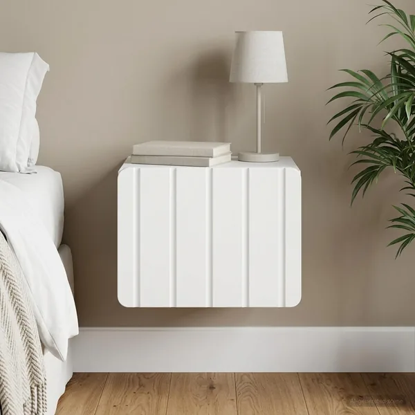 Cabinet de chevet mural avec tiroir Blanc 33 x 34,5 x 24 cm