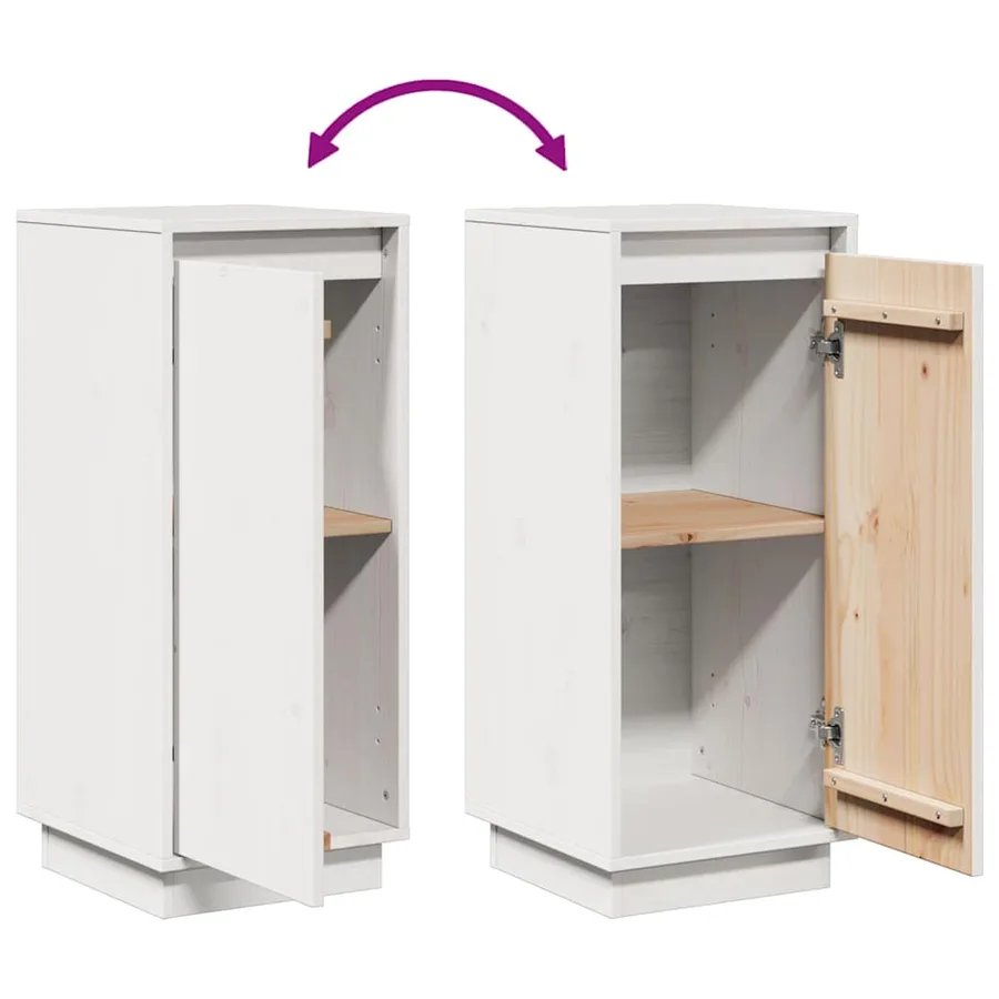 Buffet Blanc 31,5x34x75 cm Bois massif de pin - 10