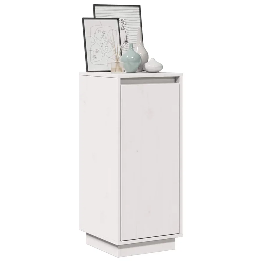 Buffet Blanc 31,5x34x75 cm Bois massif de pin - 4