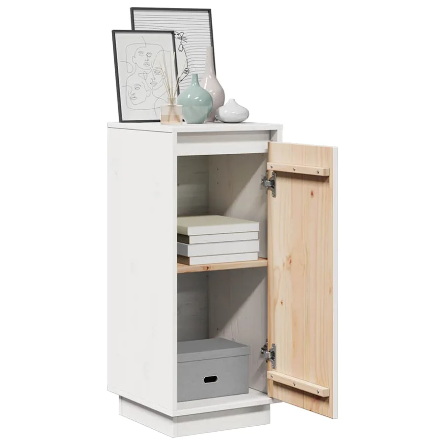 Buffet Blanc 31,5x34x75 cm Bois massif de pin - 5
