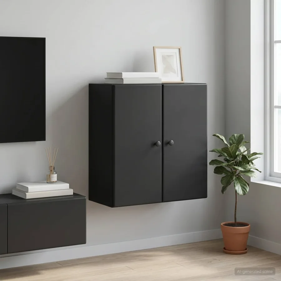 Armoire Murale Noir 59 x 31 x 60 cm Bois d'ingénierie