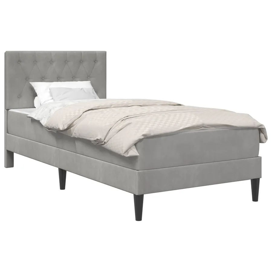Cadre de lit avec matelas Gris clair 80 x 200 cm Velours - 2