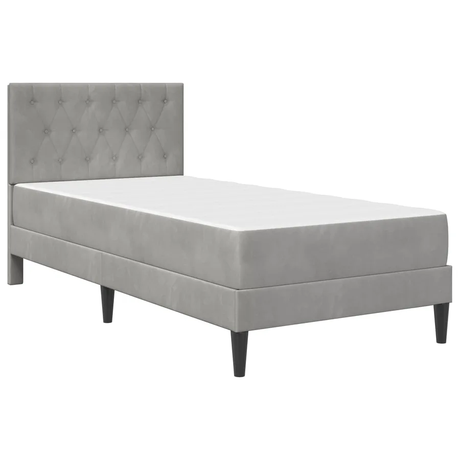 Cadre de lit avec matelas Gris clair 80 x 200 cm Velours - 3