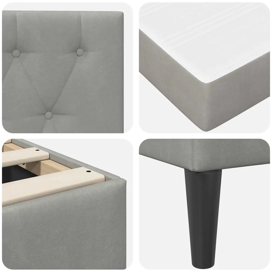 Cadre de lit avec matelas Gris clair 80 x 200 cm Velours - 9