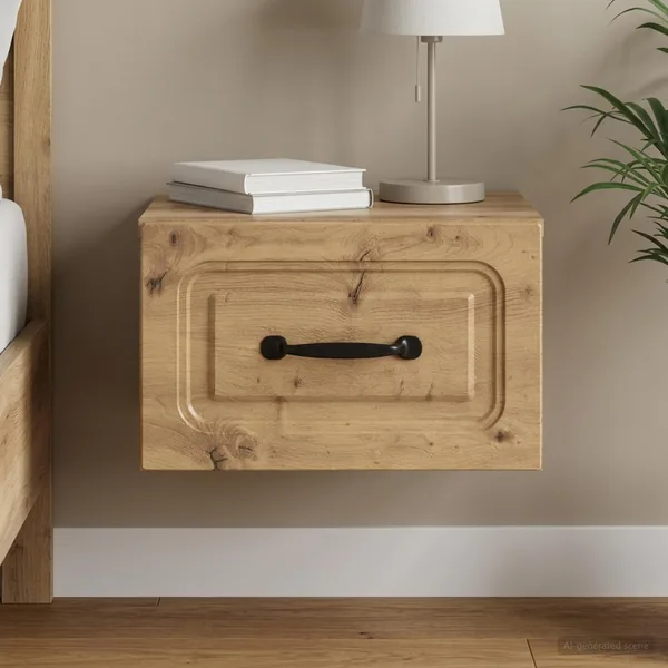 Cabinet de chevet mural Chêne artisanal 34,5 x 33 x 20 cm