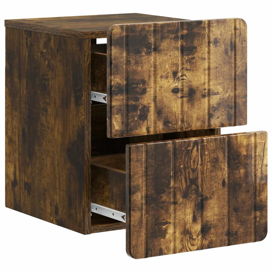 Cabinet de chevet mural 2 pcs Chêne fumé 33 x 34,5 x 43 cm - 6