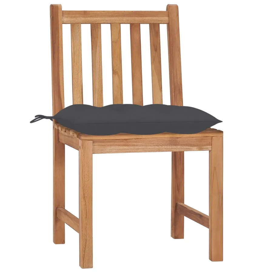 Chaises de jardin lot de 2 avec coussins Bois de teck massif - 2