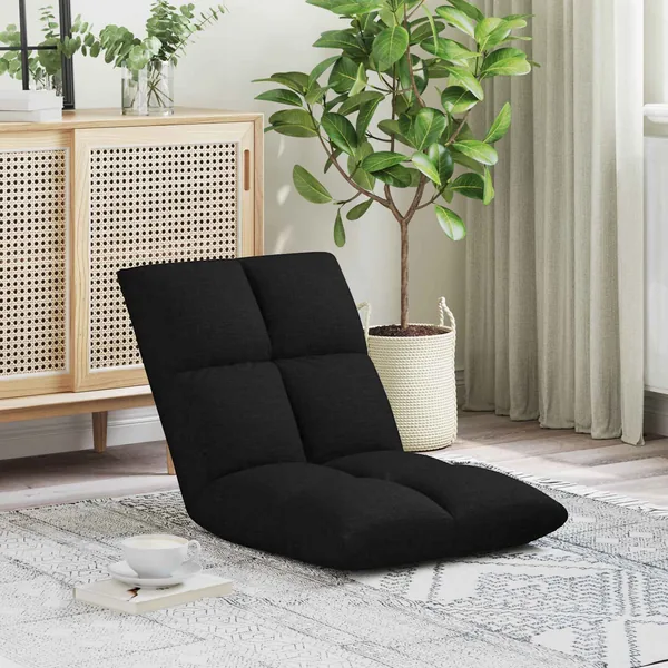 Fauteuil de sol ajustable Noir Tissu