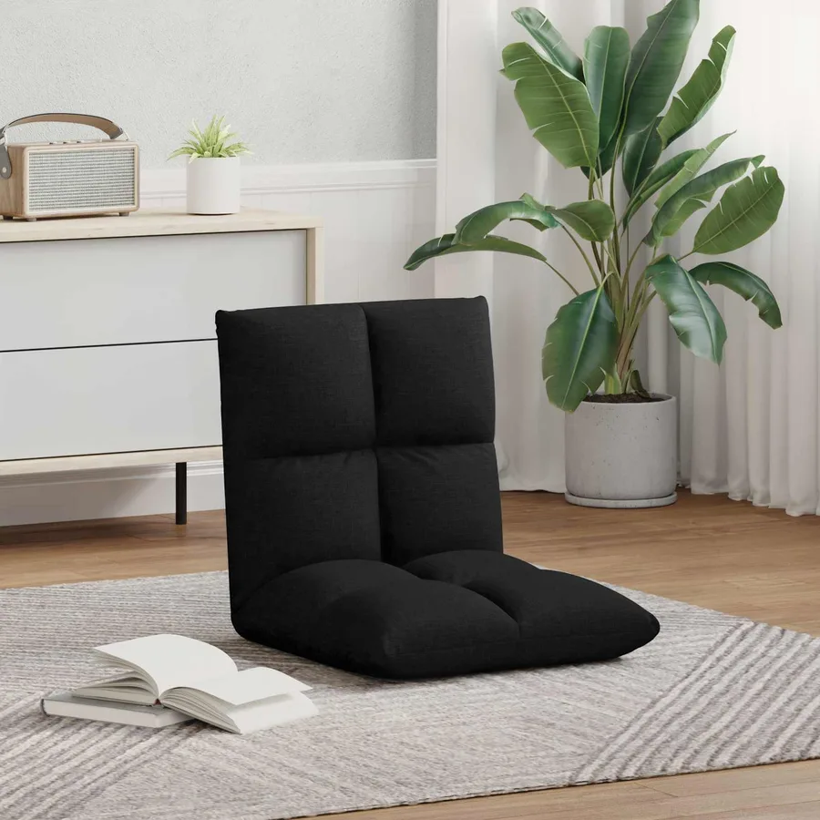 Fauteuil de sol ajustable Noir Tissu - 3