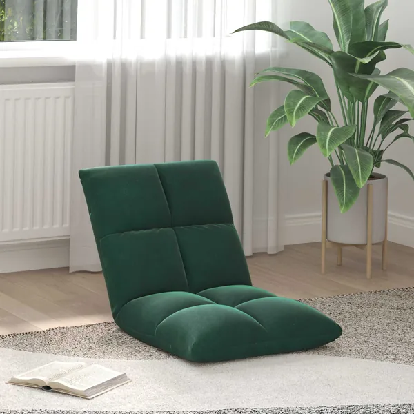 Fauteuil de sol ajustable Vert foncé Velours
