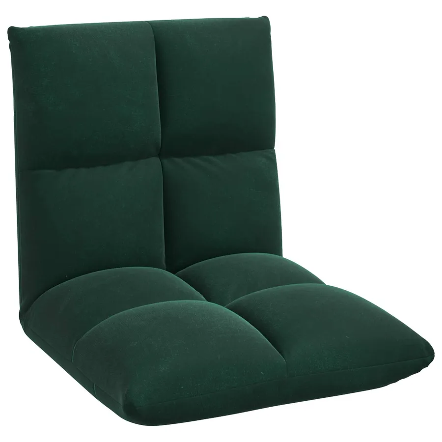 Fauteuil de sol ajustable Vert foncé Velours - 2