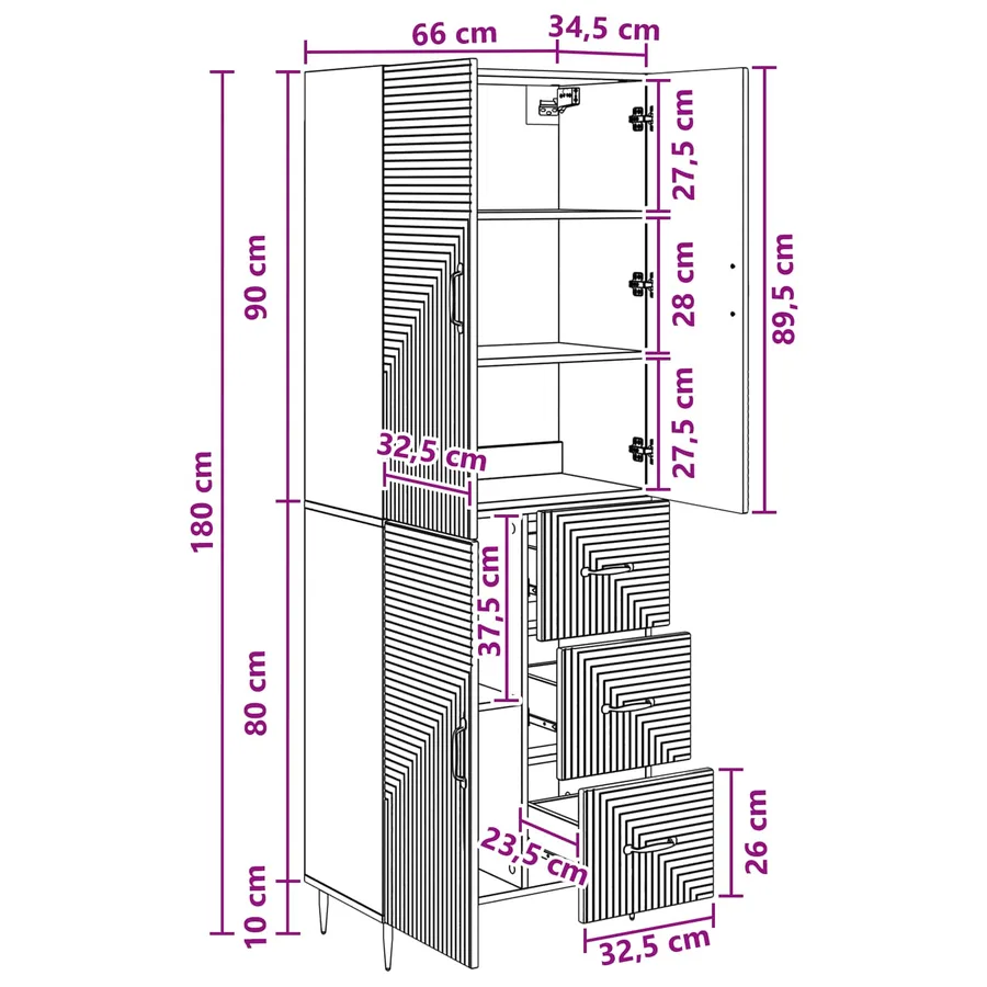 Ensemble de Meubles 2 pcs Blanc brillant 66 x 34,5 x 89,5 cm - 10