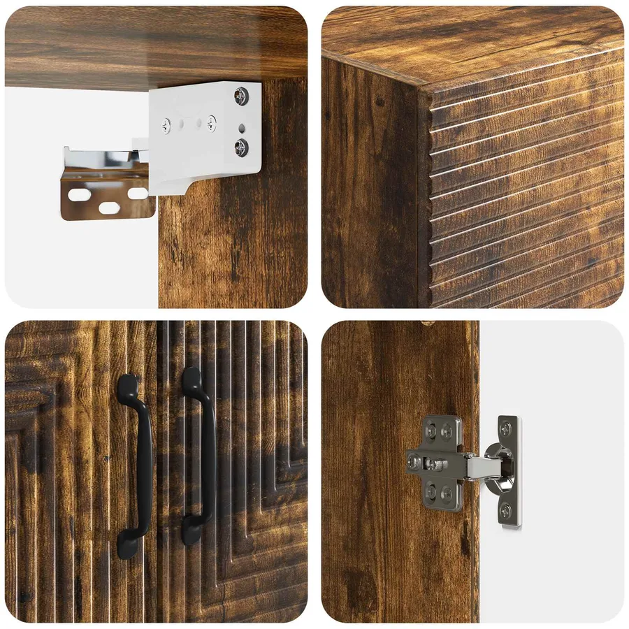 Armoire Murale Chêne fumé 66 x 34,5 x 90 cm Bois d'ingénierie - 7
