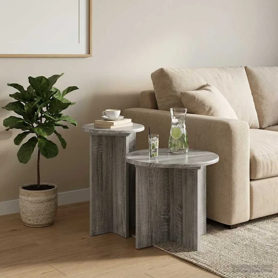 Ensemble de tables d'appoint avec stockage 2 pcs Sonoma gris - 4
