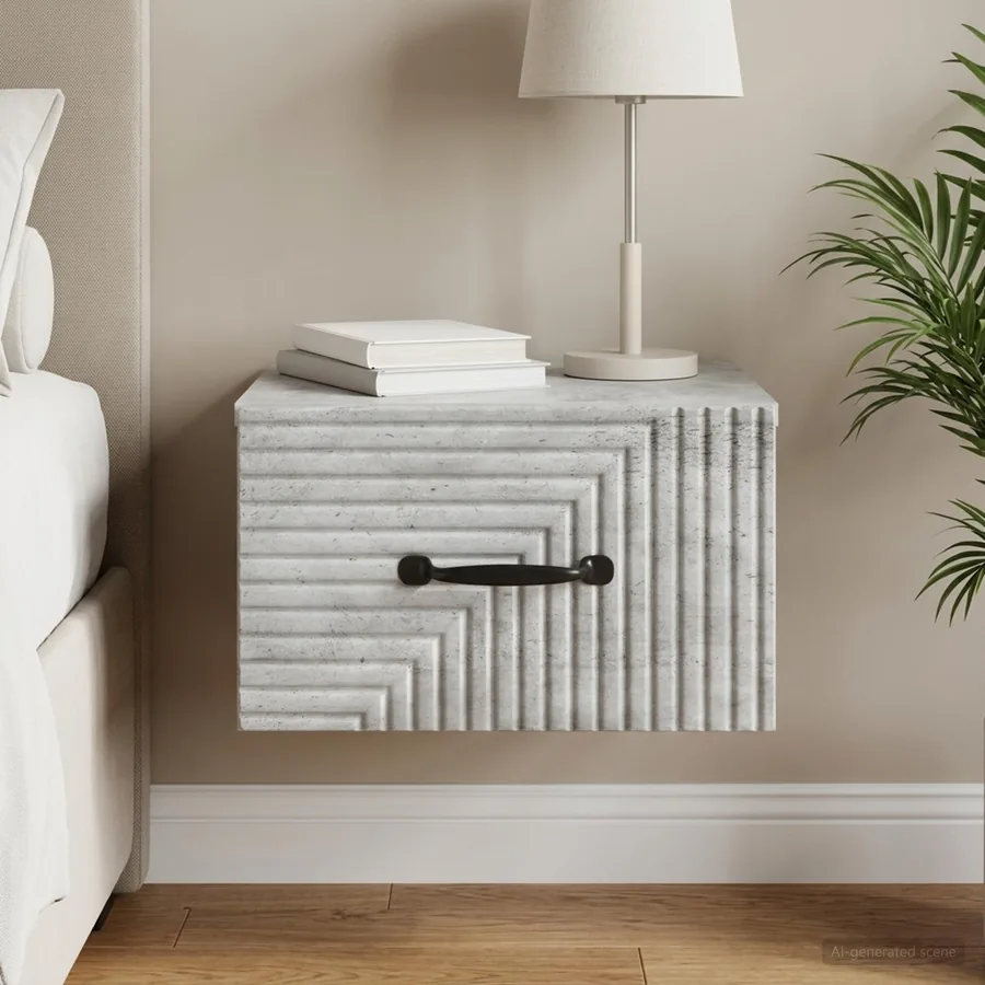 Cabinet de chevet mural Gris béton 34,5 x 33 x 20 cm